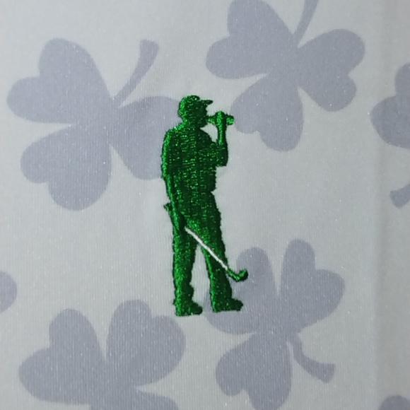 Fighting Irish Clover Print Golf Polo Shirt By U Suck At Golf Size XXL - Picture 4 of 6